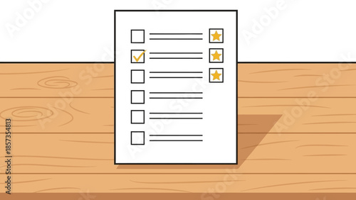 Focused checklist on wooden desk for productivity and planning.