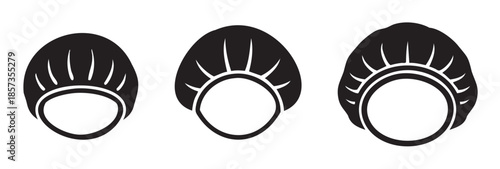 Disposable hair caps icons representing essential protective headwear for maintaining hygiene and safety standards in professional settings.