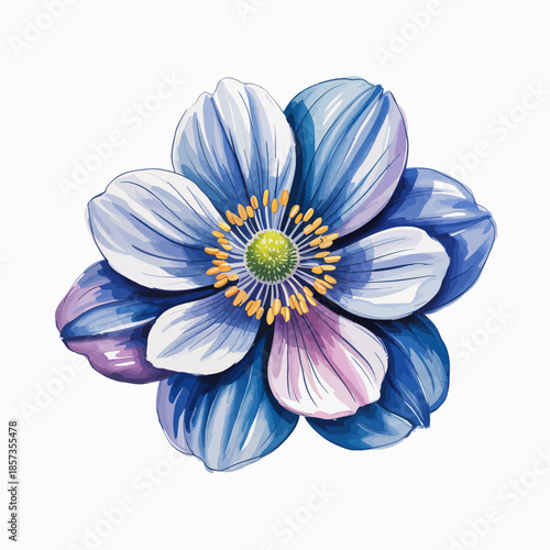 A stunning, detailed illustration of a blue flower featuring vibrant colors and intricate shading, capturing the essence of beauty and nature in artistic design.