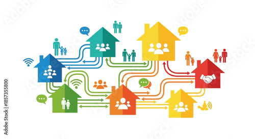 Connected Community Houses Network, Family, Communication, and Partnership Icons