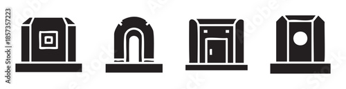 Set of various spray paint caps vector icons illustrating different nozzle types commonly used in street art, graffiti, and creative projects.