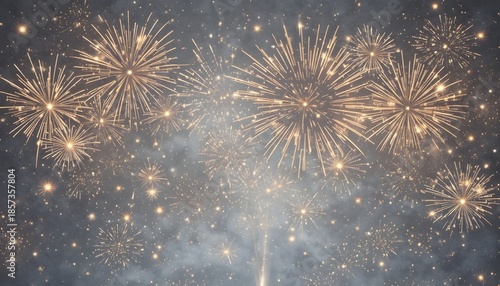 Glowing fireworks and sparkling light burst on transparent background. Realistic PNG overlay perfect for New Year, wedding, or holiday celebration designs.