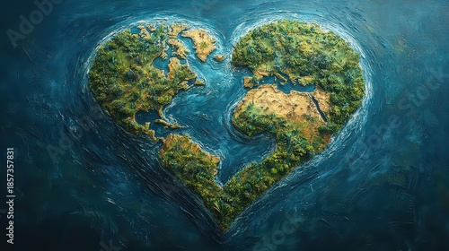 On a vibrant blue canvas, the Earth's heart beat strong, as ESG green energy, a sustainable industry, thrived, reminding us of the importance of loving and protecting our planet on Earth Day 