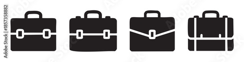 Briefcase icons set for business and professional use, representing work, finance, and corporate themes in a modern, minimalist style.