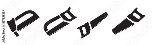 Four different saw icons representing various cutting tools and construction work, perfect for illustrating DIY projects or industrial themes.