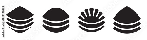 Abstract layered shapes vector illustration depicting various stacked forms with different top elements, suitable for modern design concepts.