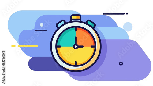 Colorful Stopwatch Illustration Emphasizing Time Management.