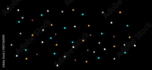 Celebration Confetti Squares Sprinkle Across Black Background in a Playful Colorful Festive Scene.