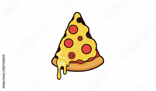 Cartoon pizza slice vector icon isolated on white background