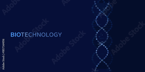 Biotechnology concept a digital dna double helix against a dark blue backdrop