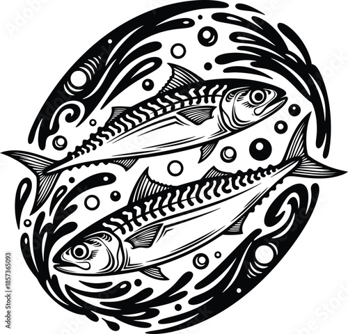 Fish Yin Yang Harmony Vector Illustration