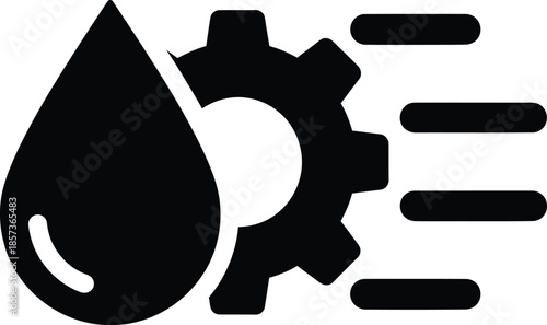 Water Drop Gear Industry Symbol Vector Illustration