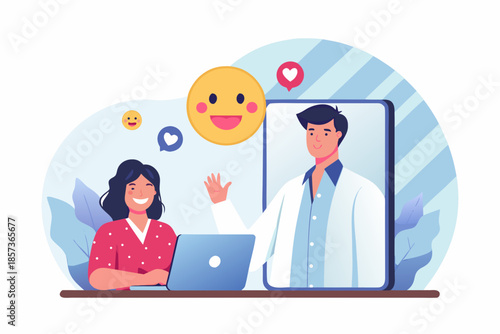 Telemedicine consultation a doctor connecting with a patient via video call