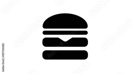 Burger Icon: A simple yet iconic depiction of a classic burger, ready to represent the fast-food industry or convey culinary concepts. 