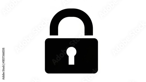 Secure Icon: a simple, stark padlock silhouette against a pristine background, symbolizing protection and security. The image captures the essence of digital safety and data privacy