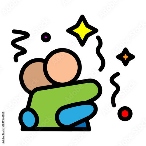 Hug Celebration Vector Filled Icon Design