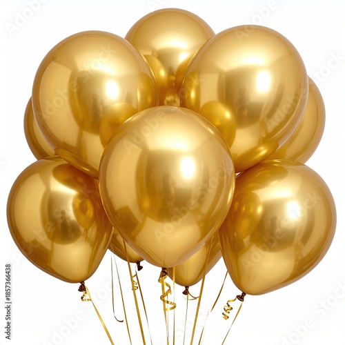 Group of shiny, golden balloons clustered together