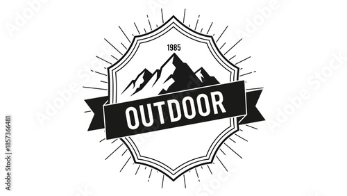 Vintage Outdoor Mountain Adventure Emblem Badge.