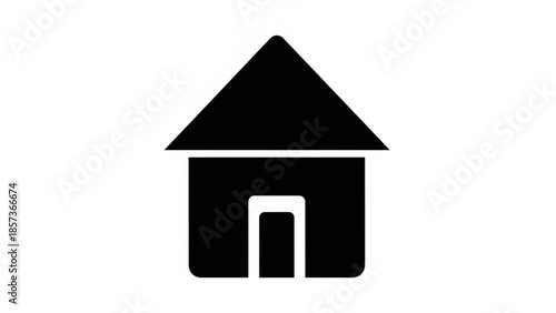 Home Icon: Simple black and white house icon, representing the concept of home, residence, and housing. Capturing the essence of home.