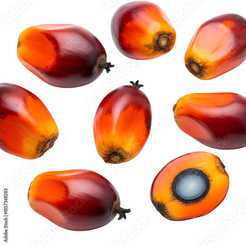 Collection of fresh palm fruits