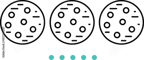 Minimalist Vector Icon Set Representing Chocolate Chip Cookies Sweet Pastry Treats Bakery Snacks and Professional Food Retail Branding Concepts