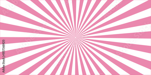 Abstract pink sunburst pattern design with radial rays and light beam texture