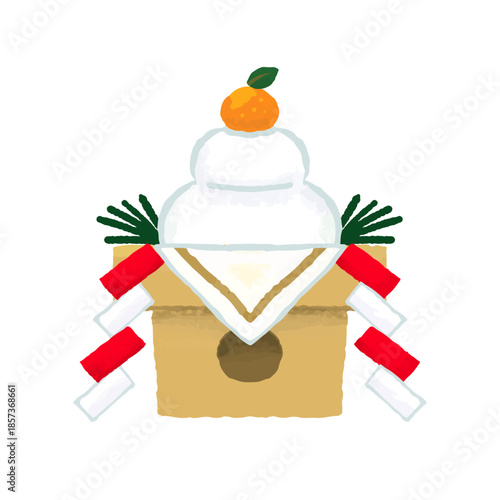 かわいい鏡餅のイラスト