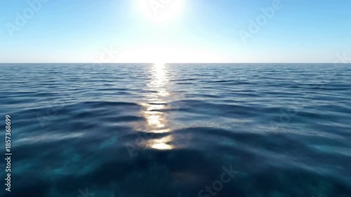 Deep Blue Sky Mirror ocean reflections summer Overhead shot of calm, clear ocean reflecting a vibrant summer sky without distortion.