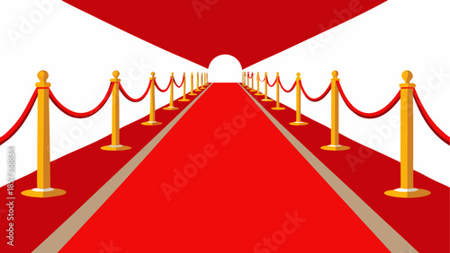 A 3d luxury velvet red carpet entrance on a white background symbolizes a VIP Hollywood gala premiere and celebrity success at a star studded movie award celebration