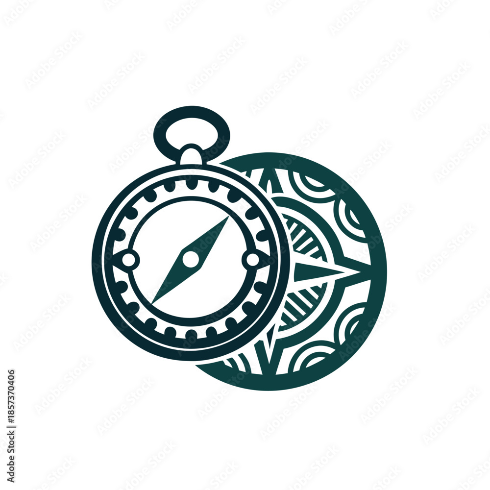 Fototapeta premium Decorative Compass with Polynesian Style Pattern Vector