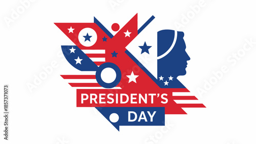 President's Day Graphic with US Flag Elements and Silhouette