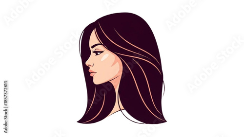 Illustration of a woman's profile with flowing hair