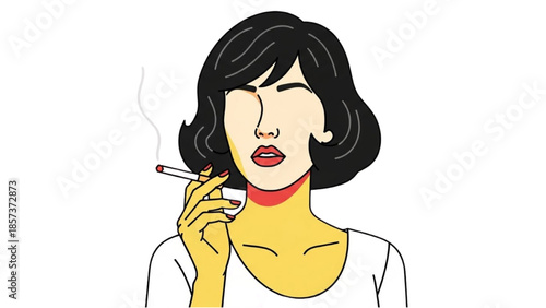Woman smoking cigarette in a relaxed atmosphere