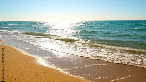 Diamond Sands beach sparkle summer Macro shot of wet beach sand shimmering and sparkling under the intense summer sun, revealing
