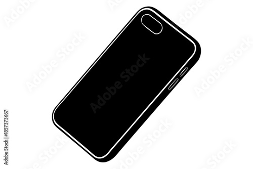 New mobile phone black icon, mobile phone silhouette art
