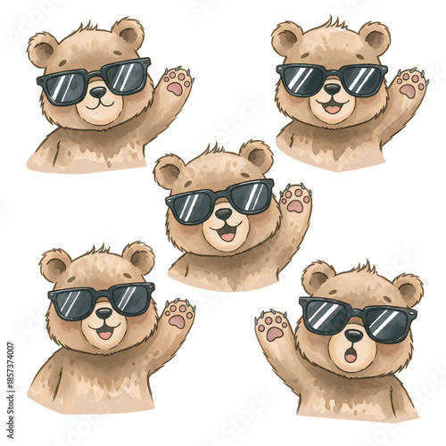 A cute vector set of funny cartoon animals including cat dog bear lion and elephant for kids