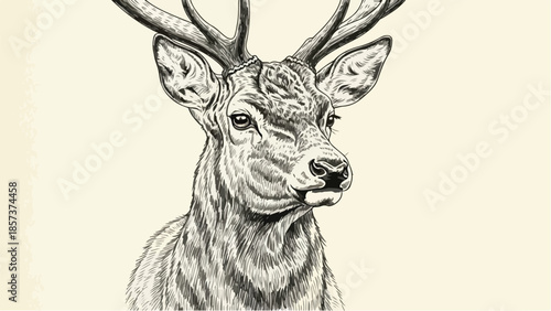 Pencil portrait of a young deer with soft facial features and antlers