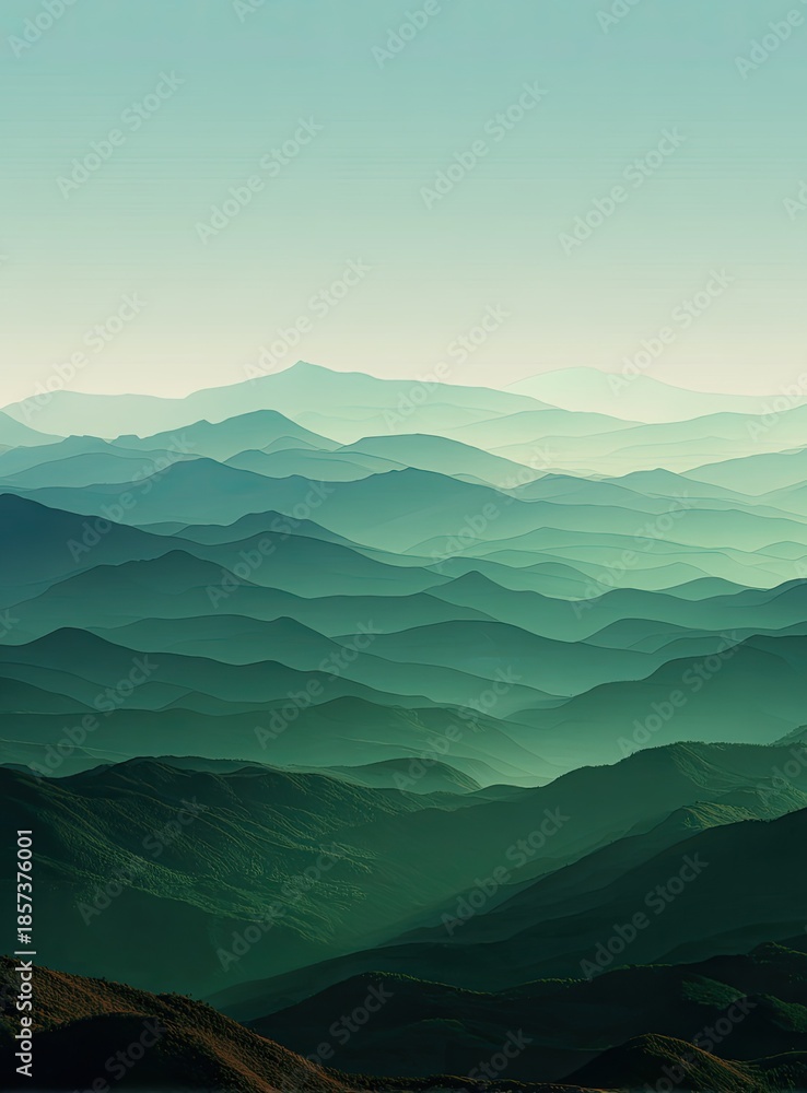 Obraz premium Layered mountain range under a gradient sky