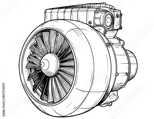 illustration vector hand-drawn  machine turbo  black and white