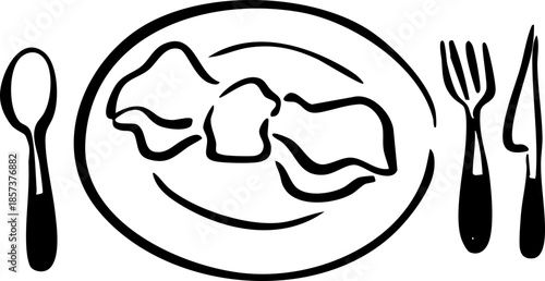 Hand Drawn Food Plate, Whimsical Wedding Illustration