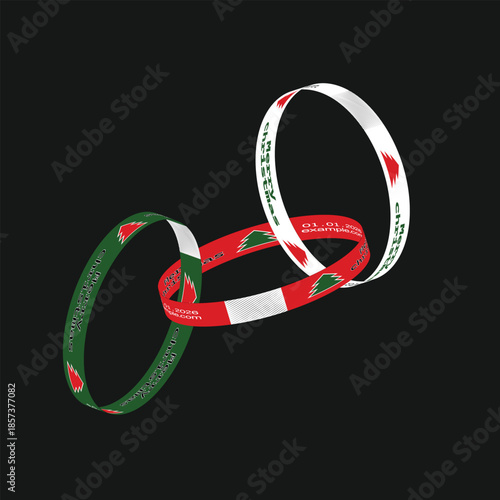 Three 3d merry Christmas wristbands with the Red and green and White
