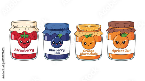 Charming Fruit Spreads In Jars With Sweet Smiling Faces