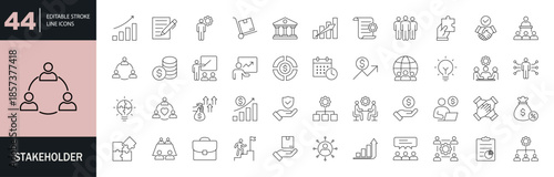 Stakeholder icon set. Editable line icons. Vector illustration.
