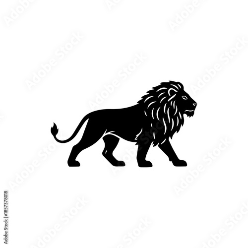 Black and white lion silhouette vector illustration isolated on a white background