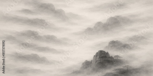 Clouds over mountains and city in the sky