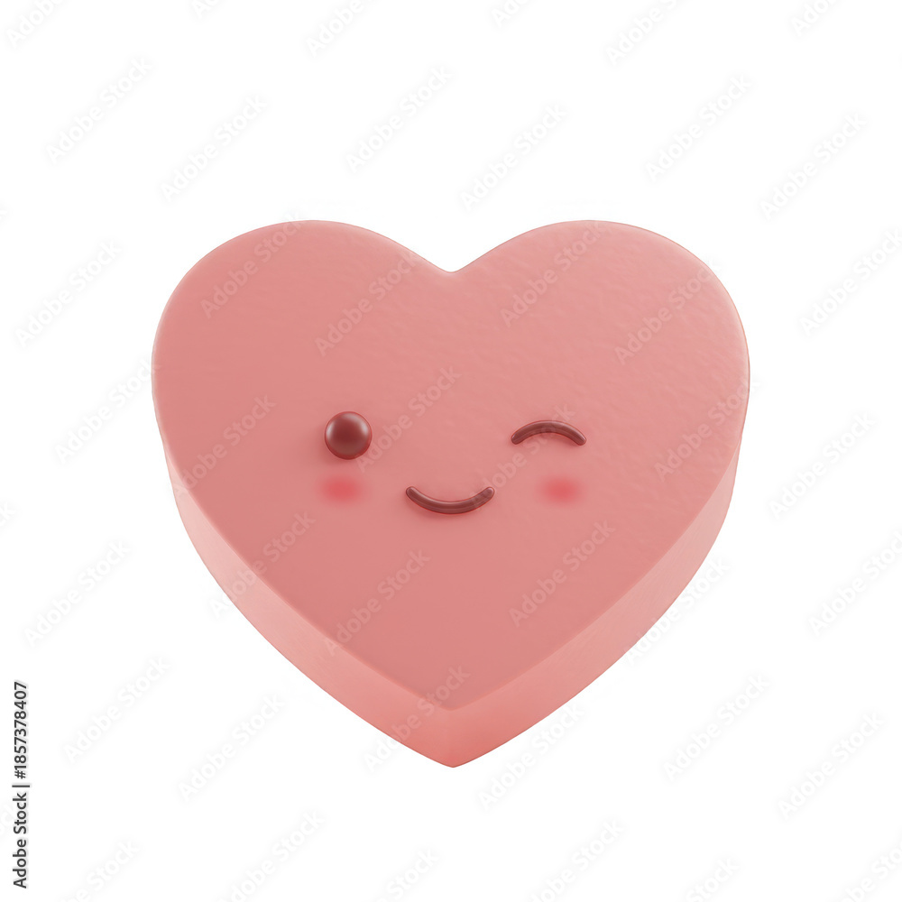 Obraz premium Pink Heart Character with Winking Eye on Transparent Background