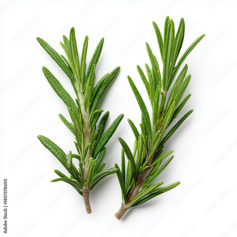 Fototapeta premium AI-generated image - Fresh, vibrant green rosemary sprigs (Rosmarinus officinalis), isolated on a white background. 