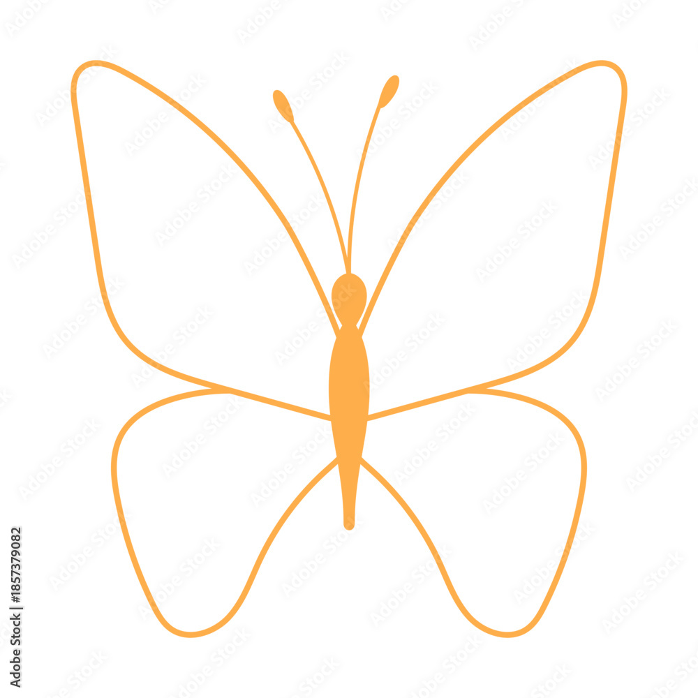 Fototapeta premium Orange Butterfly Outline Detailed Wings