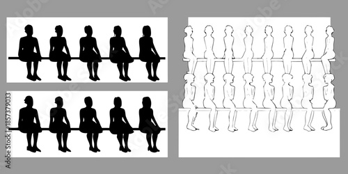 Silhouettes of people seated and standing offering contrast in perspective