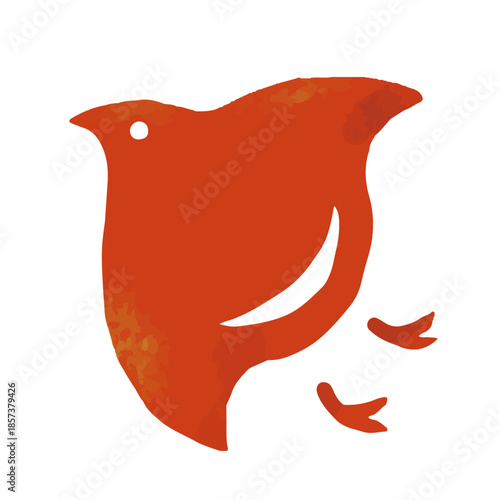 かわいい千鳥のイラスト（赤）